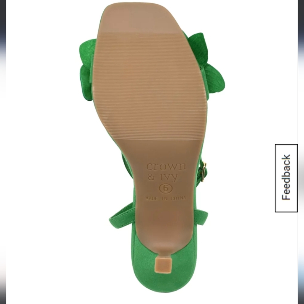 🍀Crown & Ivy Kelly Green Floral Women’s Strappy High Heel Sandal New Size 11 - Picture 5 of 9